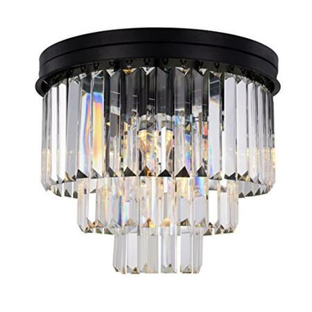 GLOWFLOW 1231F20MB-RC Sydney 9 Light Flush Mount Royal Cut Crystals - Matte Black GL2952136